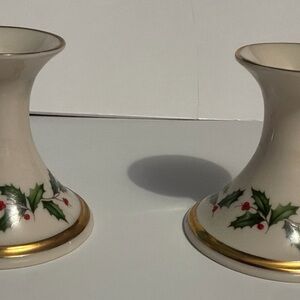 Lenox Holiday Candle Holders Holly Berries